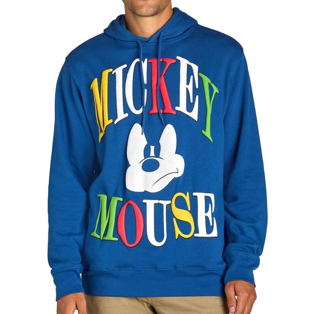Disney Mickey Mouse Hoodie Blue Pullover Sweatshirt Size Large Mad Engine Unisex